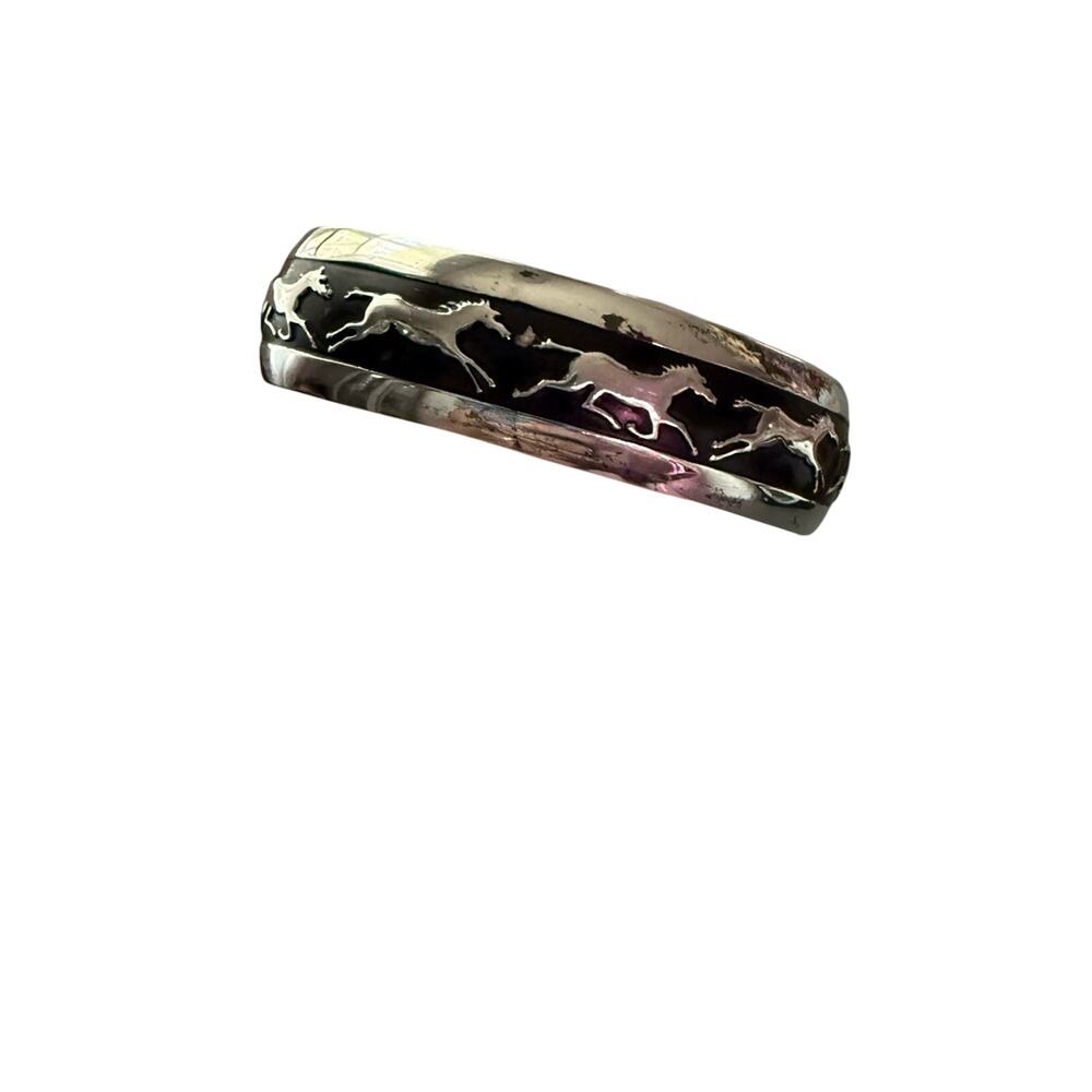 B.Webb Navajo 925 Sterling Silver Running Horses Cuff Bracelet